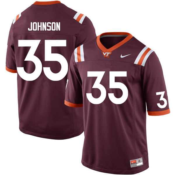 Men #35 Matt Johnson Virginia Tech Hokies College Football Jerseys Sale-Maroon